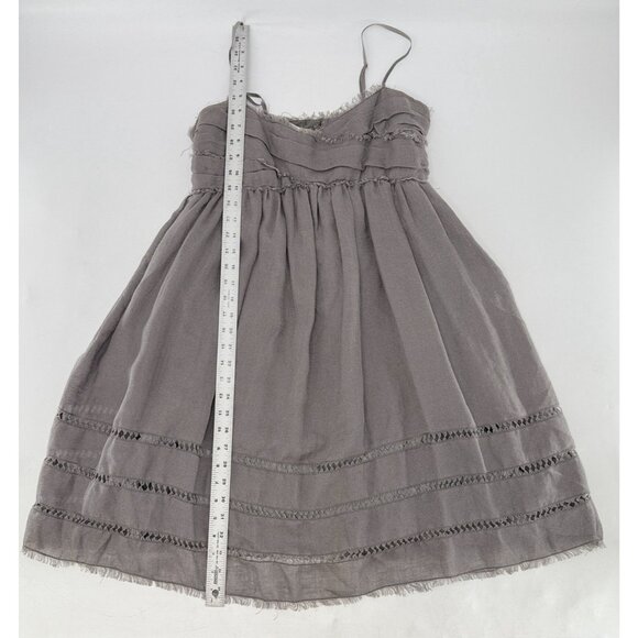 Max Studio Linen Nylon Blend Babydoll Dress Sz L‎ Frayed Edge Boho Y2K Vibes - Picture 9 of 11